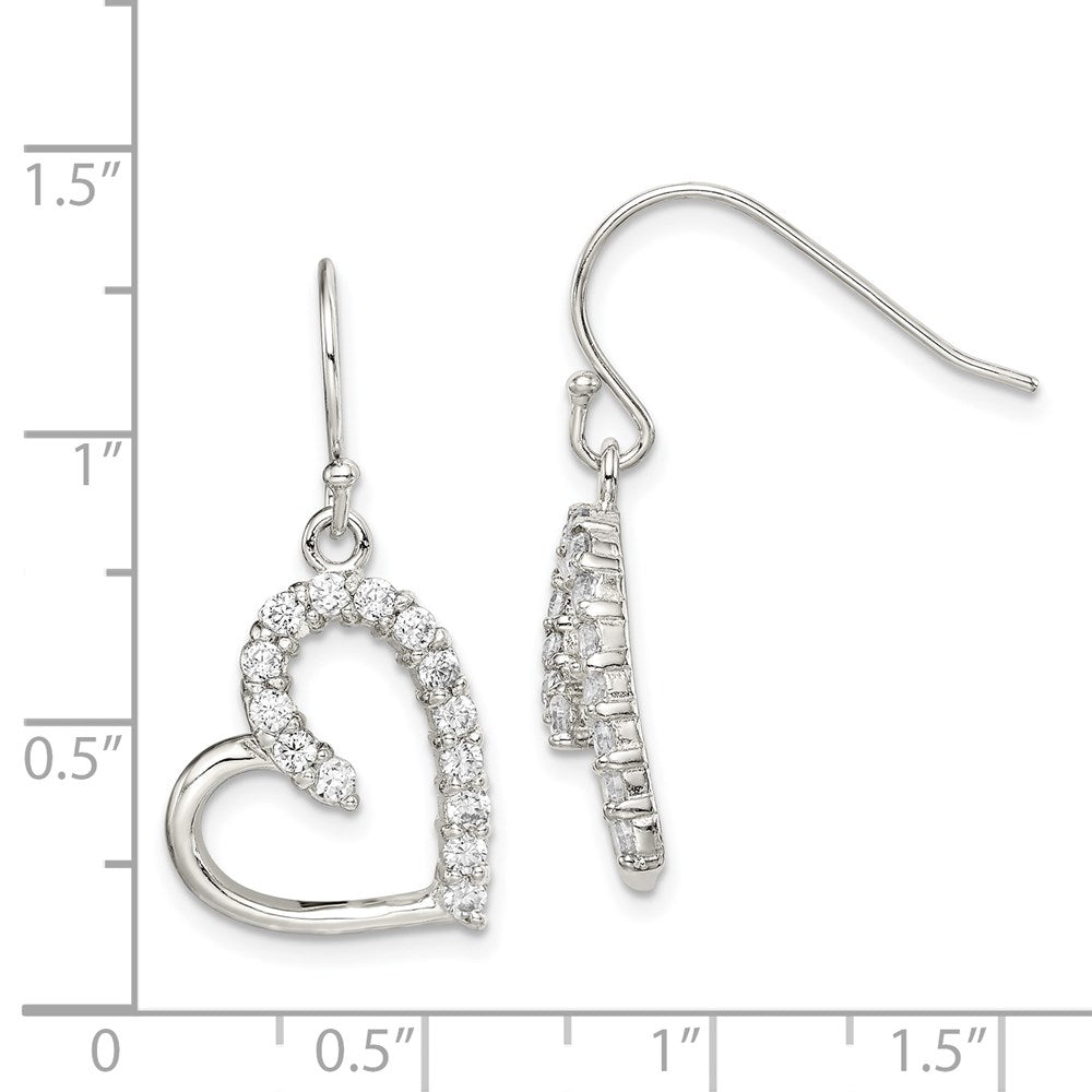 Sterling Silver Rhodium-plated CZ Heart Earrings