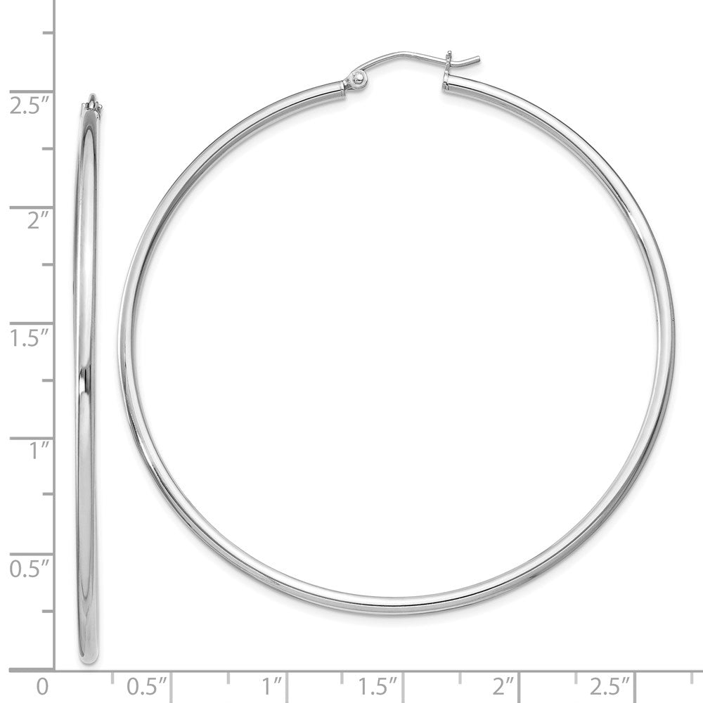 Sterling Silver Rhodium-plated 2mm Round Hoop Earrings