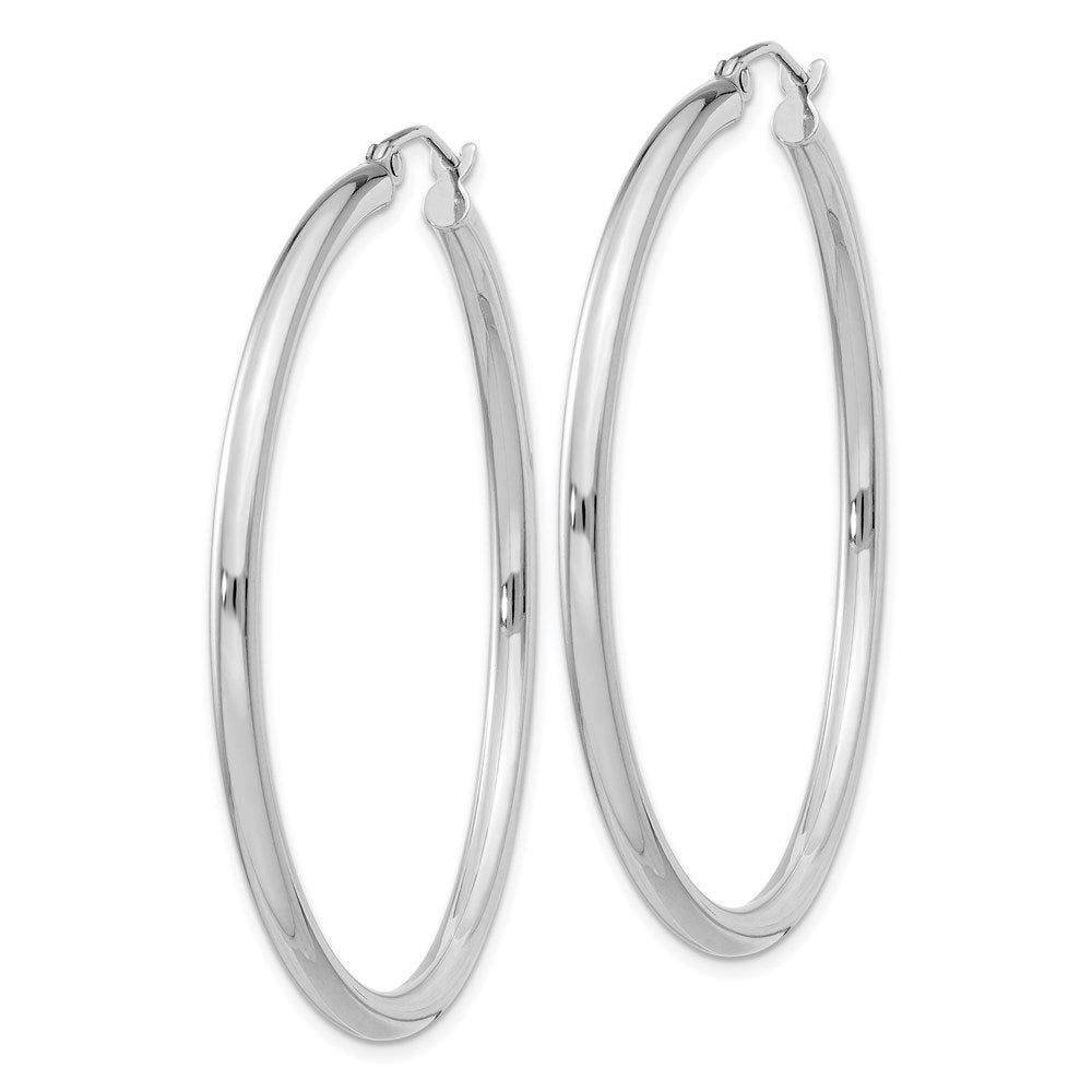 Sterling Silver Rhodium-plated 2.5mm Round Hoop Earrings