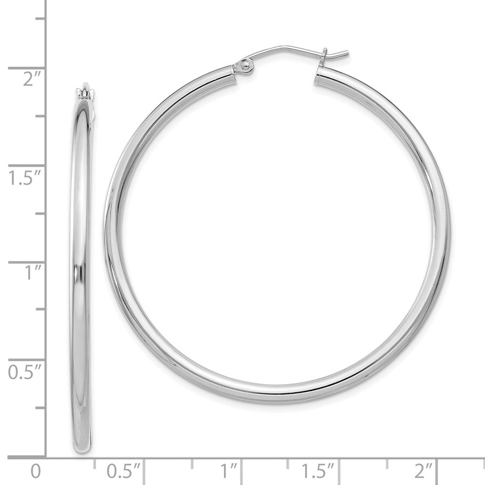 Sterling Silver Rhodium-plated 2.5mm Round Hoop Earrings