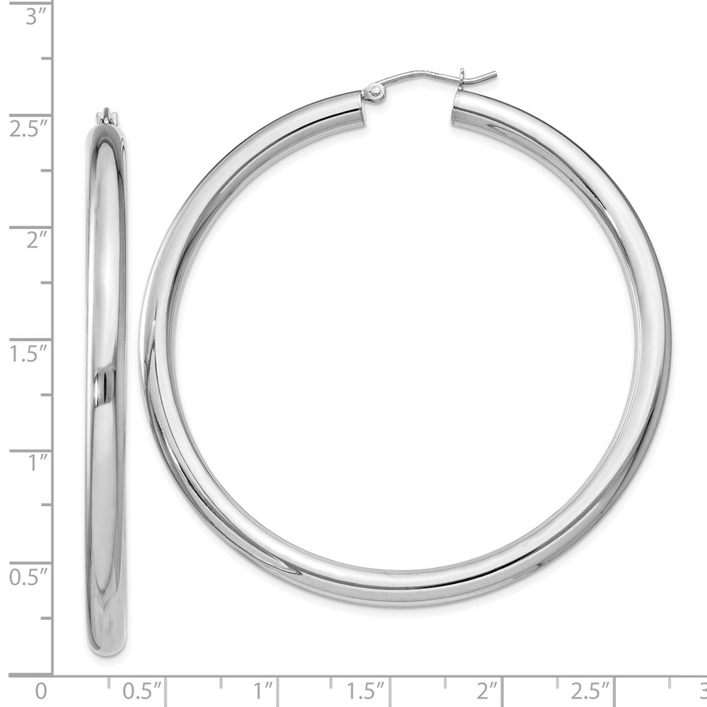 Sterling Silver Rhodium-plated 4mm Round Hoop Earrings