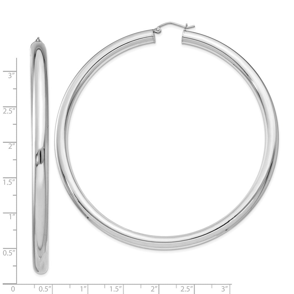 Sterling Silver Rhodium-plated 5mm Round Hoop Earrings