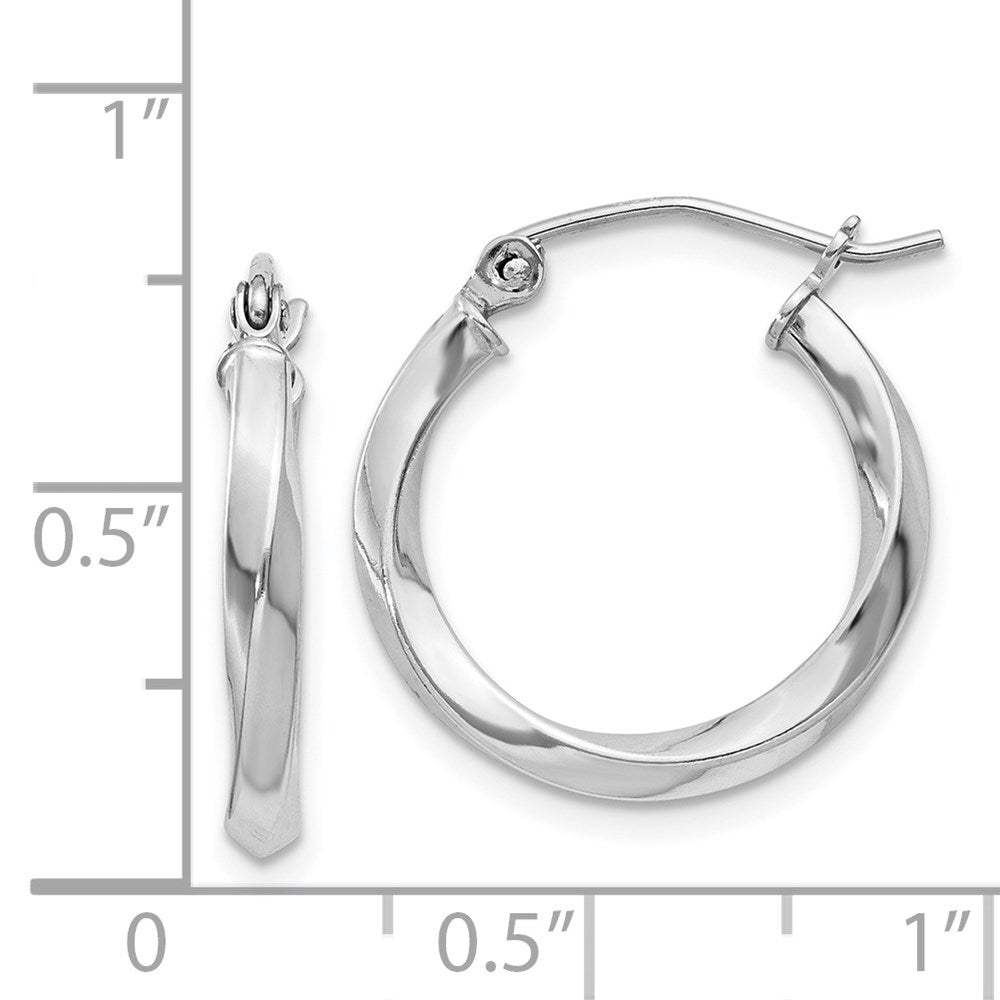 Sterling Silver Rhodium-plated Twisted 2.5x18mmHoop Earrings