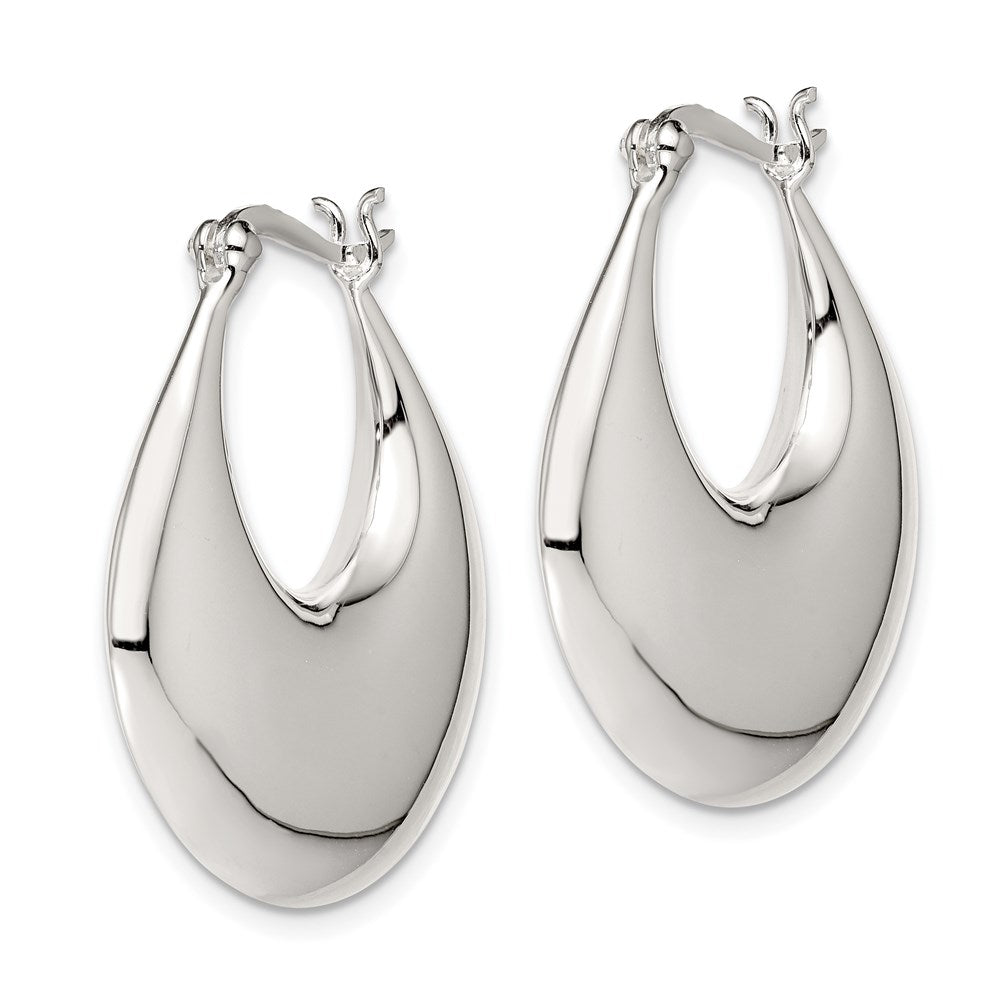Sterling Silver Polished Puffed Hoop Earrings