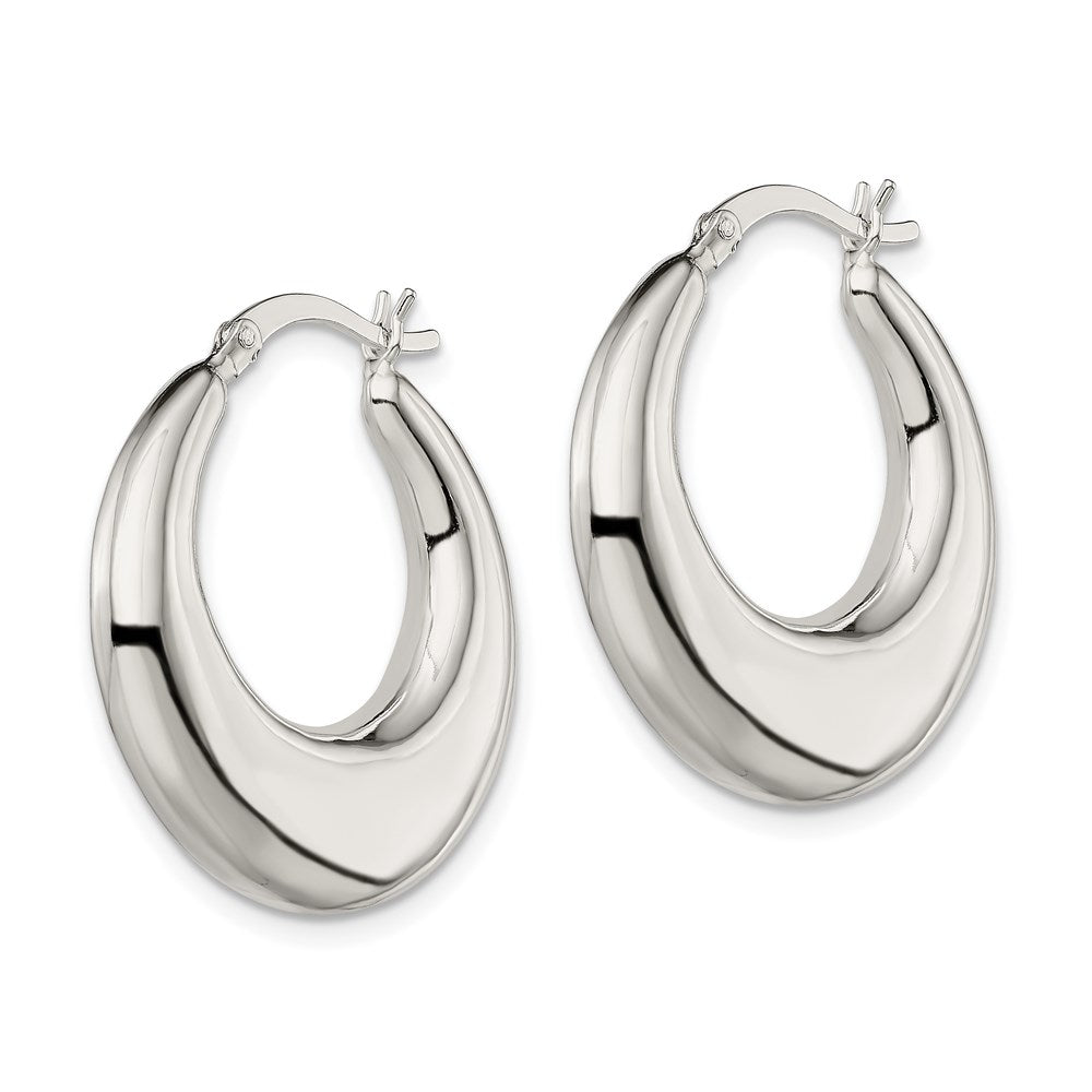 Sterling Silver Polished & Tapered Round Hoop Earrings