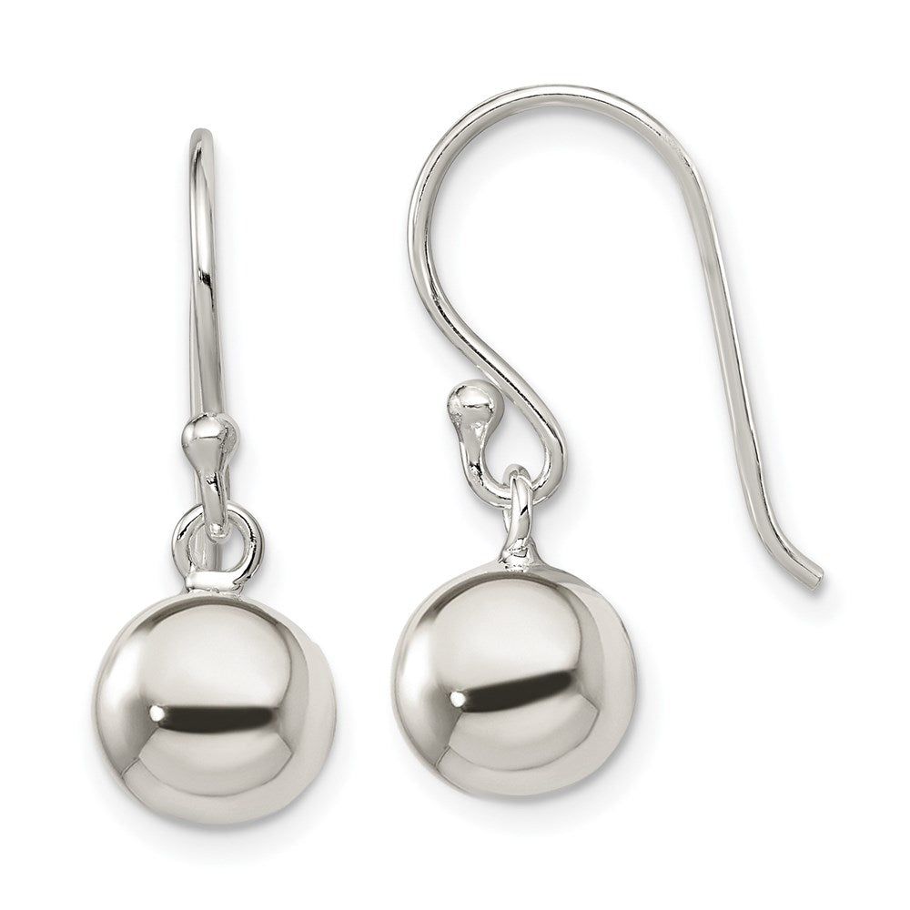 Sterling Silver Dangle Ball Shephard Hook Earrings