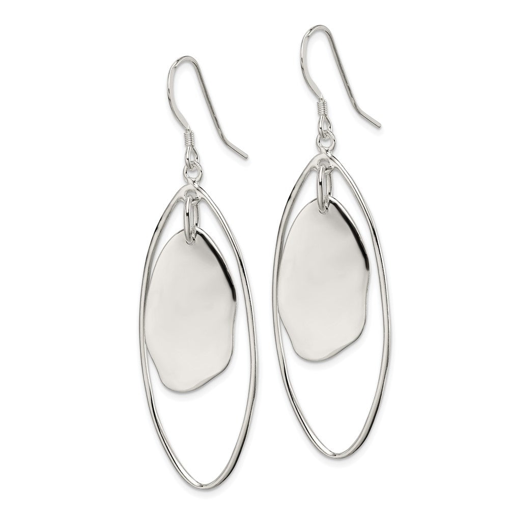 Sterling Silver Polished Fancy Oval Dangle Earrings