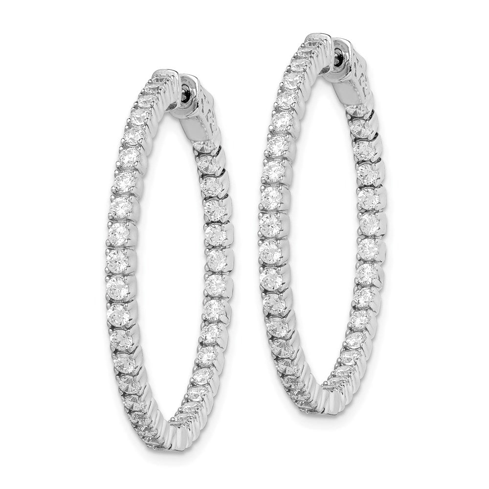 Sterling Shimmer Sterling Silver Rhodium-plated 70 Stone 2mm CZ In and Out Round Hinged Hoop Earrings
