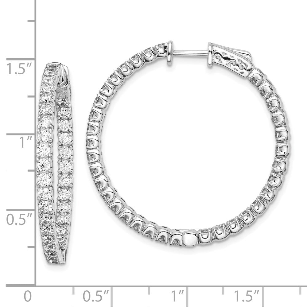 Sterling Shimmer Sterling Silver Rhodium-plated 68 Stone 2.25mm CZ In and Out Round Hinged Hoop Earrings
