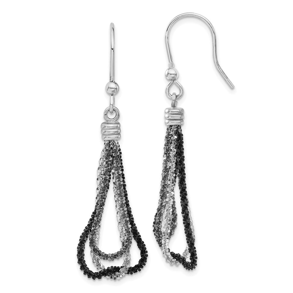 Sterling Silver Ruthenium & Black Rhodium Chain Dangle Earrings