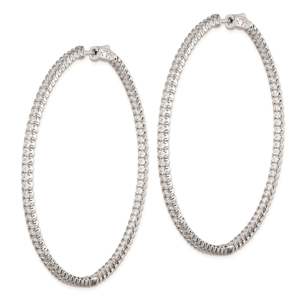 Sterling Shimmer Sterling Silver Rhodium-plated 166 Stone 2mm CZ In and Out Round Hinged Hoop Earrings
