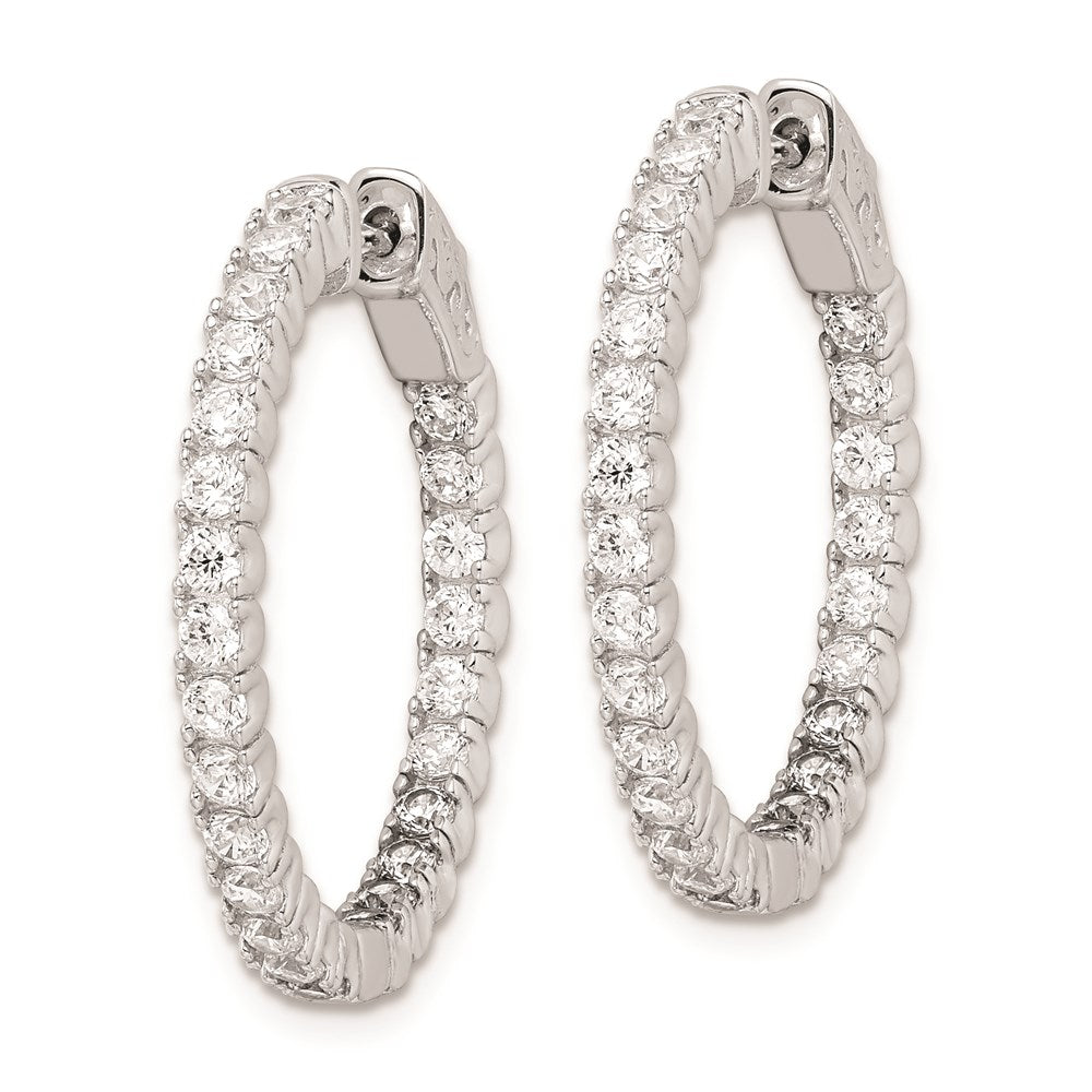 Sterling Shimmer Sterling Silver Rhodium-plated 50 Stone 2.1mm CZ In and Out Round Hinged Hoop Earrings