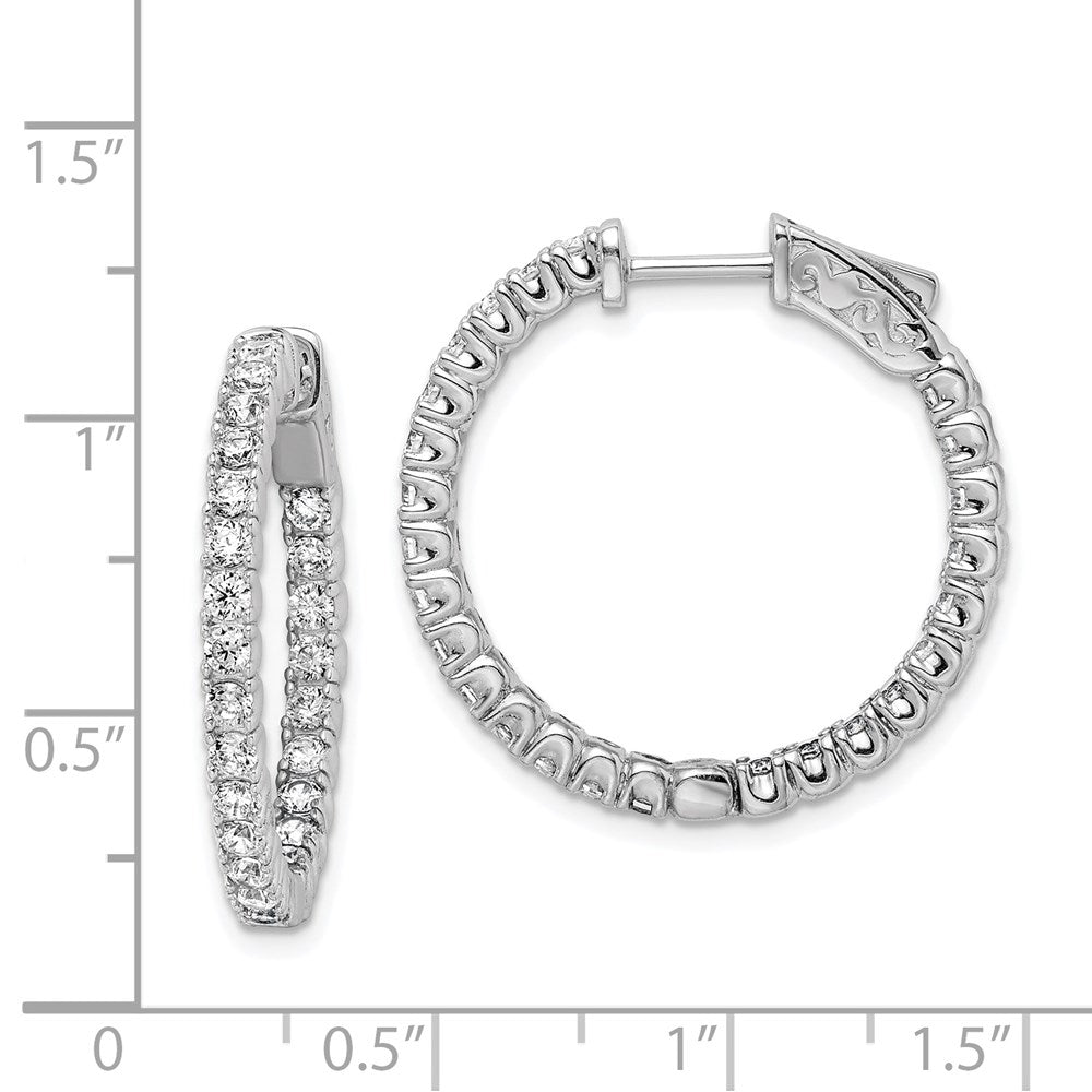 Sterling Shimmer Sterling Silver Rhodium-plated 50 Stone 2.1mm CZ In and Out Round Hinged Hoop Earrings