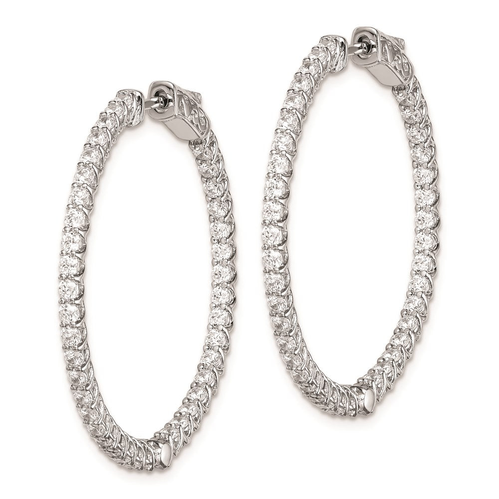 Sterling Shimmer Sterling Silver Rhodium-plated 78 Stone 2mm CZ In and Out Round Hinged Hoop Earrings