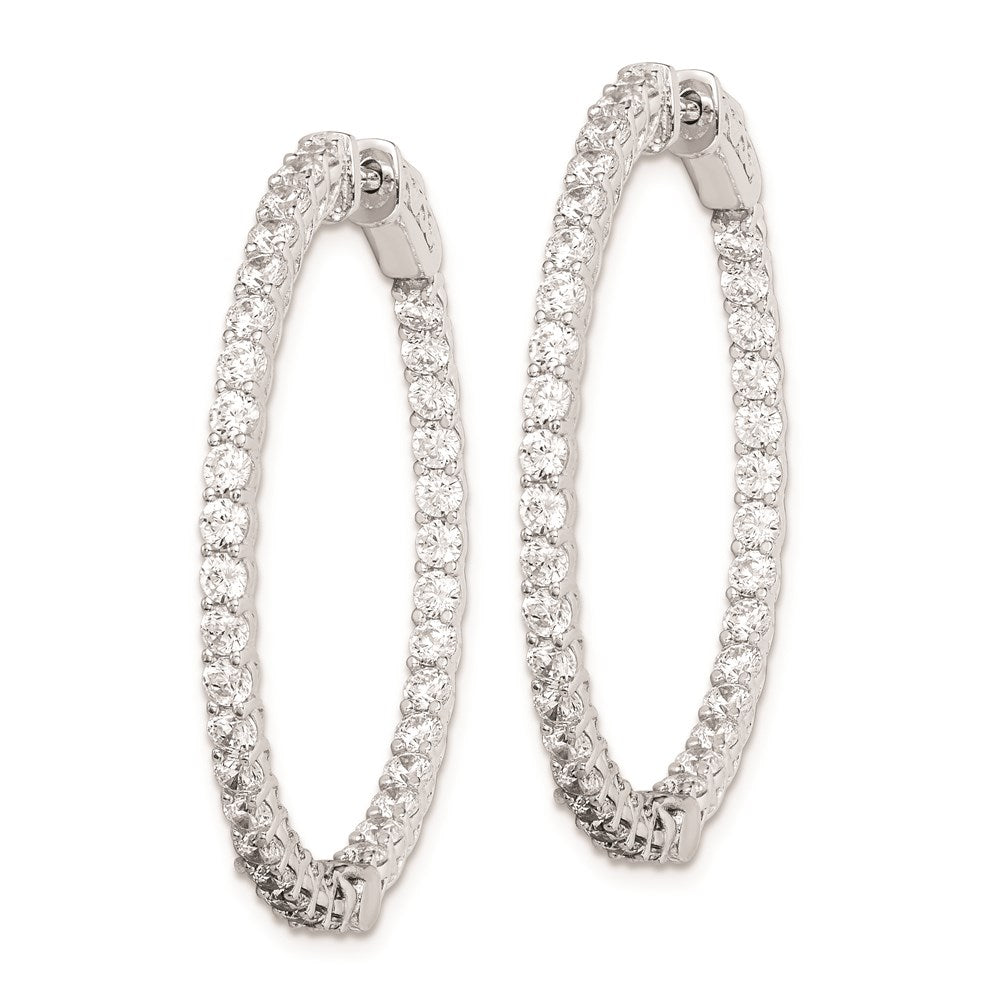 Sterling Shimmer Sterling Silver Rhodium-plated 70 Stone 2.3mm CZ In and Out Round Hinged Hoop Earrings