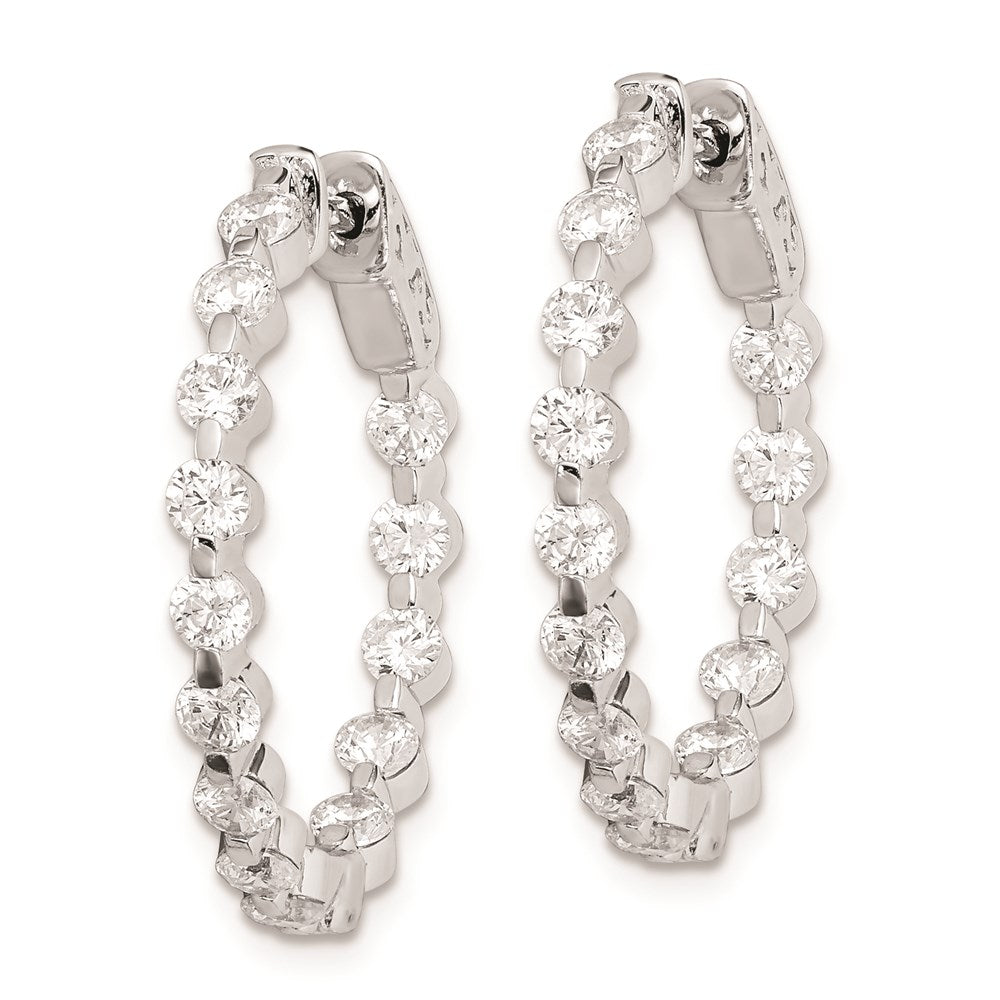 Sterling Shimmer Sterling Silver Rhodium-plated 28 Stone 2.7mm CZ In and Out Round Hinged Hoop Earrings