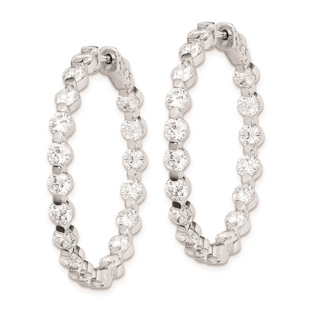 Sterling Shimmer Sterling Silver Rhodium-plated 36 Stone 3.5mm CZ In and Out Round Hinged Hoop Earrings
