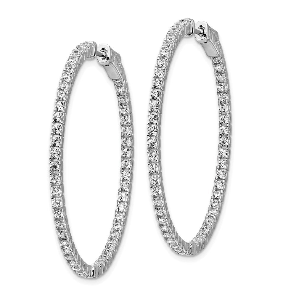 Sterling Shimmer Sterling Silver Rhodium-plated 100 Stone 1.6mm CZ In and Out Round Hinged Hoop Earrings