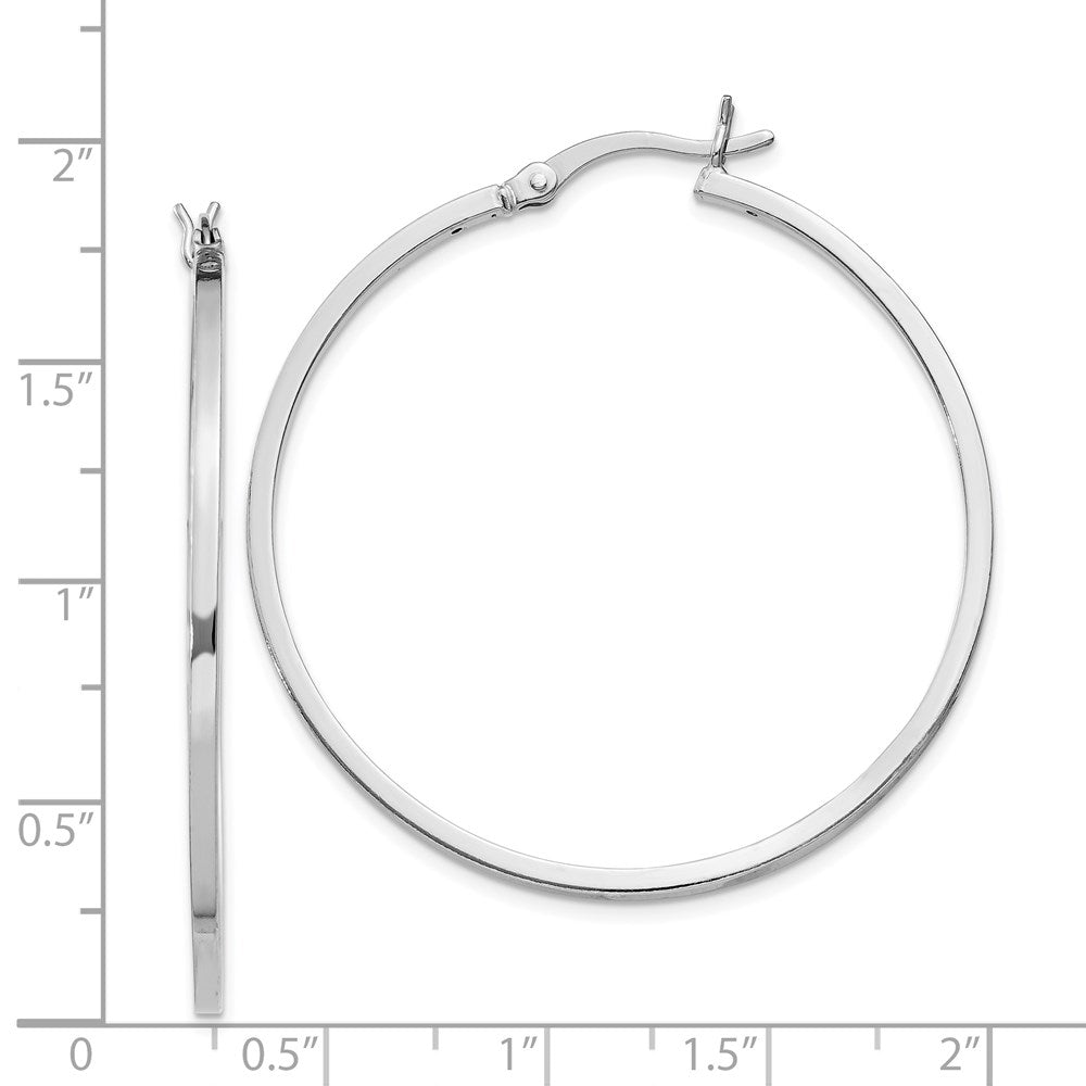 Sterling Silver Rhodium-plated 1.5x40mm Hoop Earrings