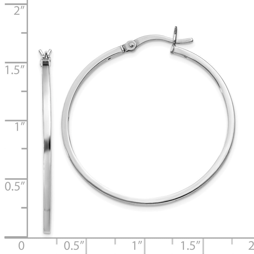 Sterling Silver Rhodium-plated 1.5x35mm Hoop Earrings