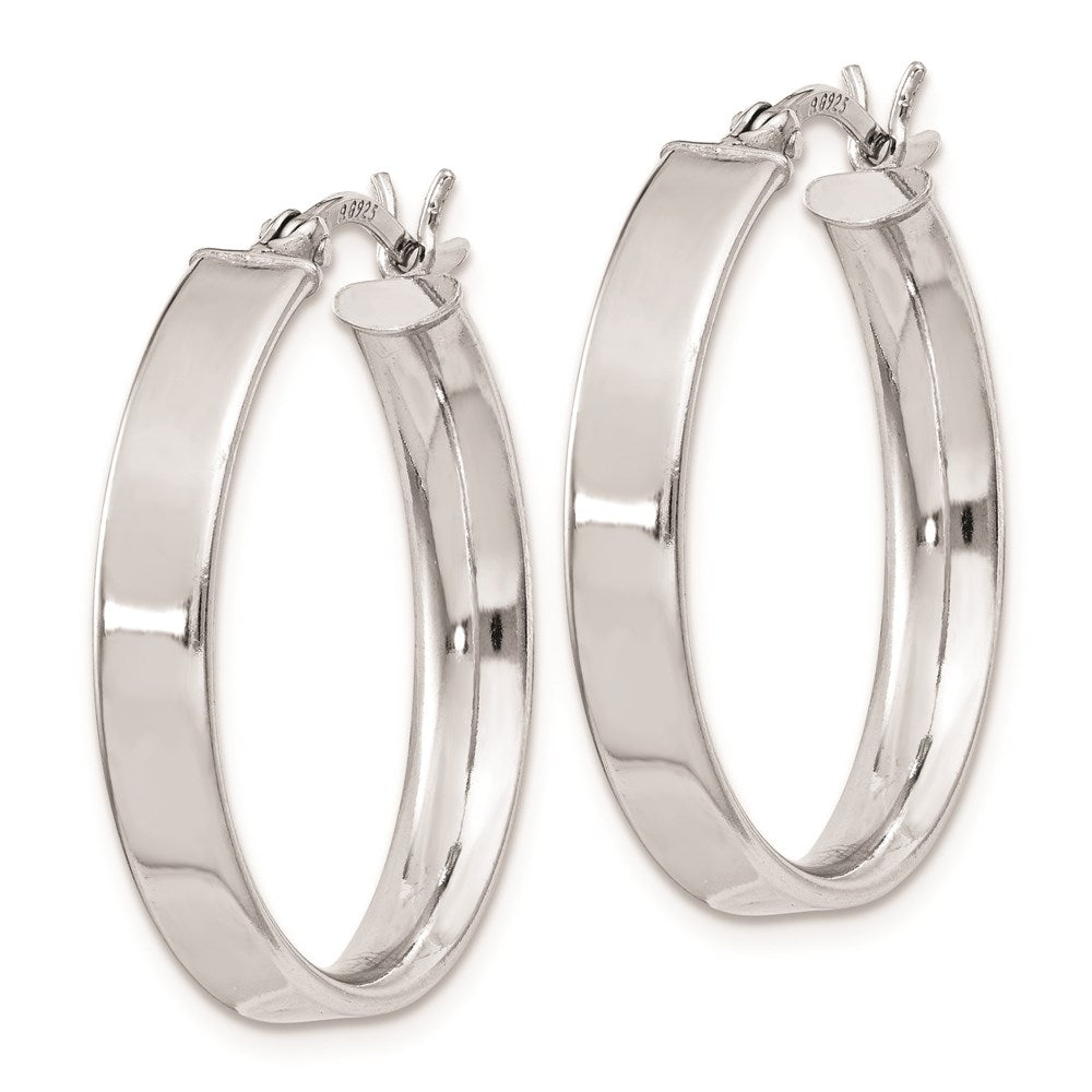 Sterling Silver Rhodium Plated 4.25x25Hoop Earrings