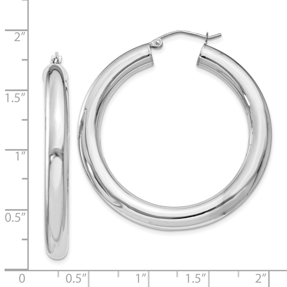 Sterling Silver Rhodium-plated 5mm Round Hoop Earrings