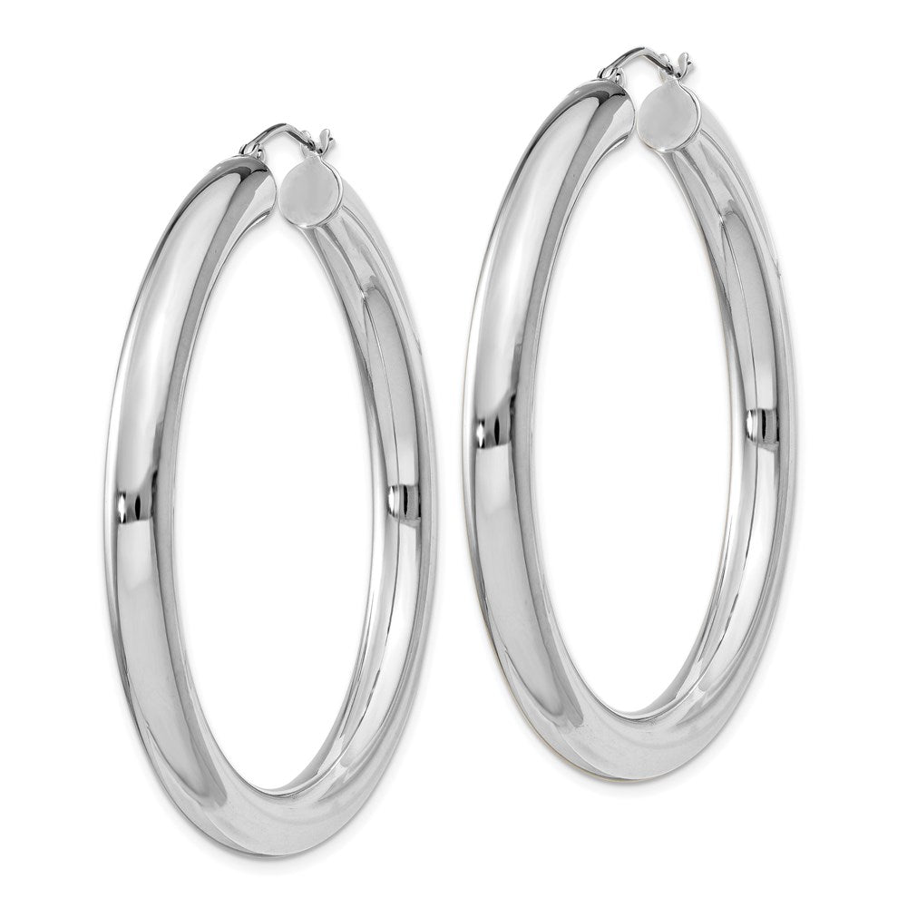 Sterling Silver Rhodium-plated 5mm Round Hoop Earrings