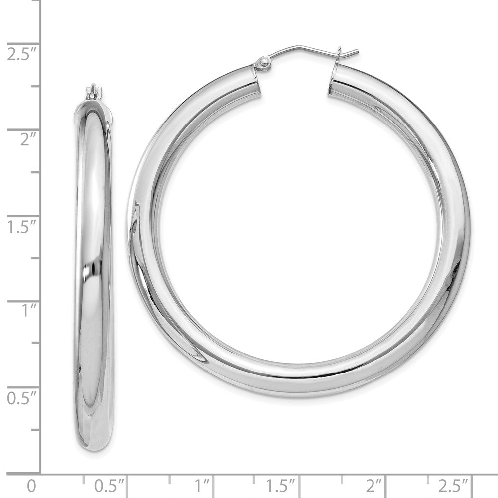 Sterling Silver Rhodium-plated 5mm Round Hoop Earrings