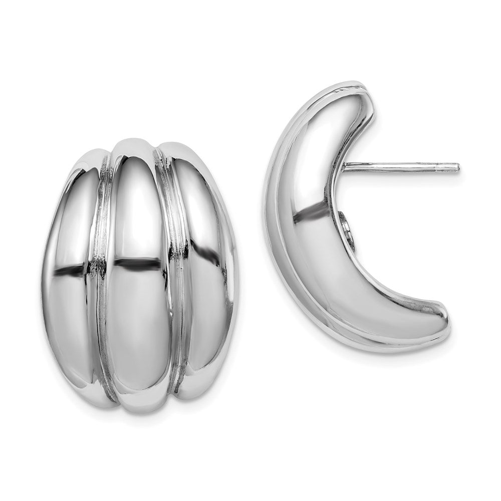 Sterling Silver Polished Rhodium Plated Hollow Post Earrings