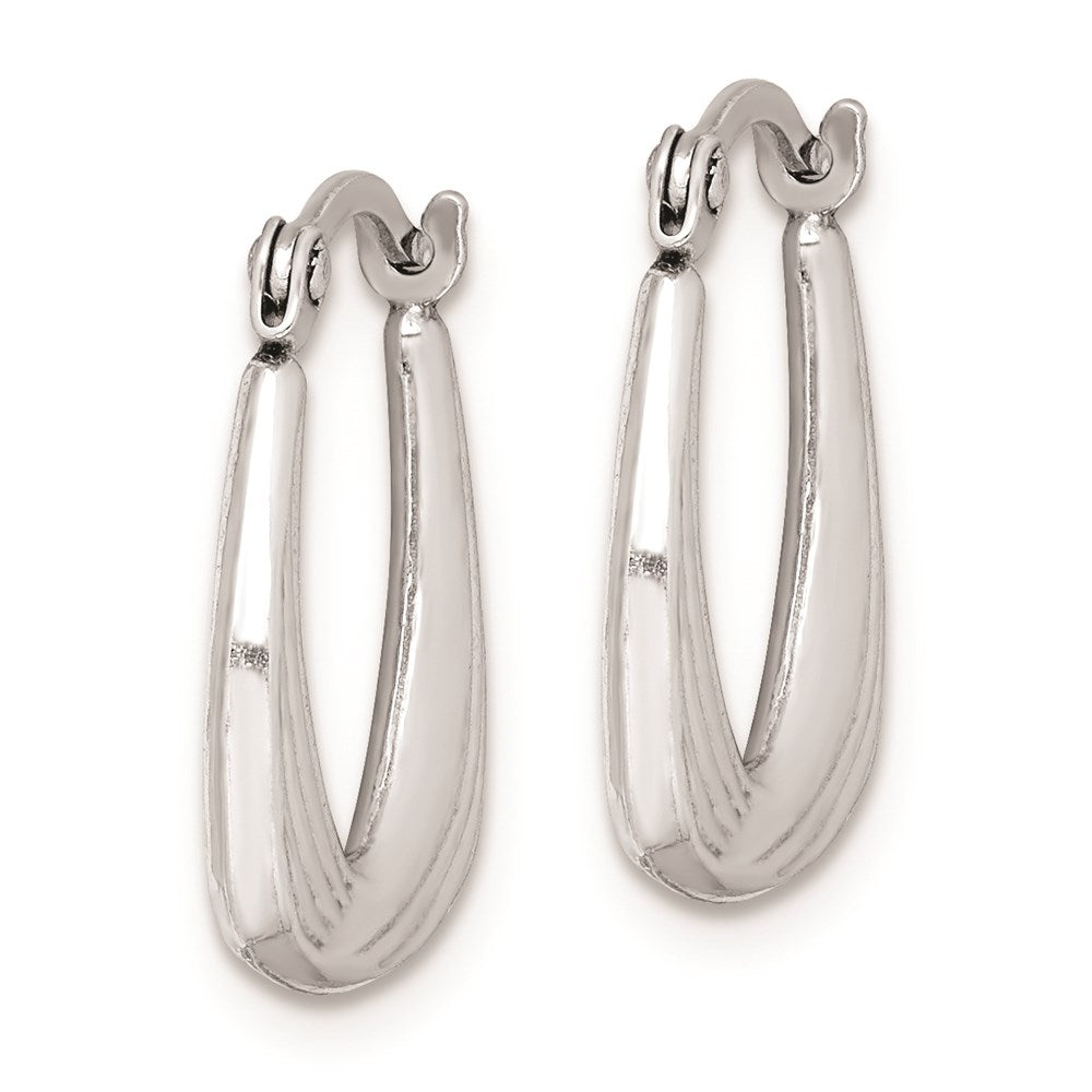 Sterling Silver Rhodium Plated Hollow Hoop Earrings