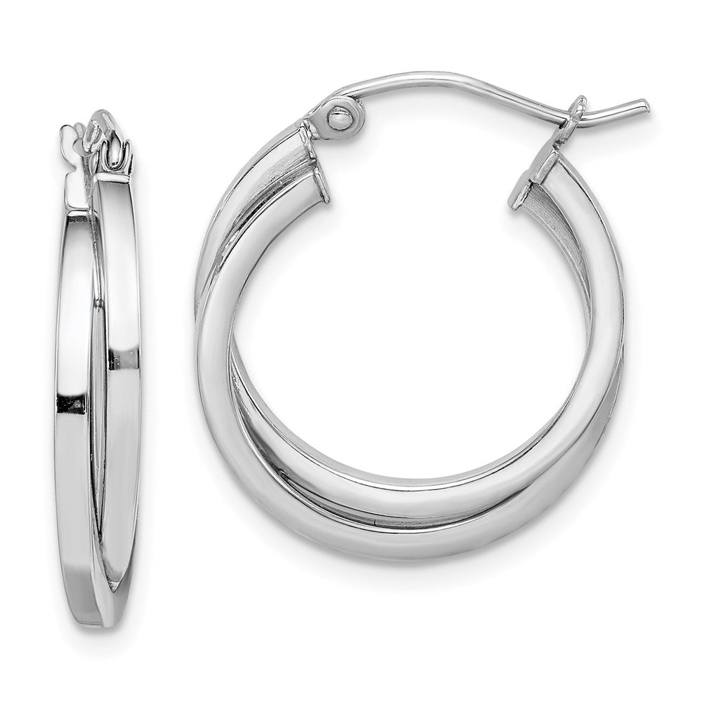 Sterling Silver Rhodium Plated Double Hoop Earrings