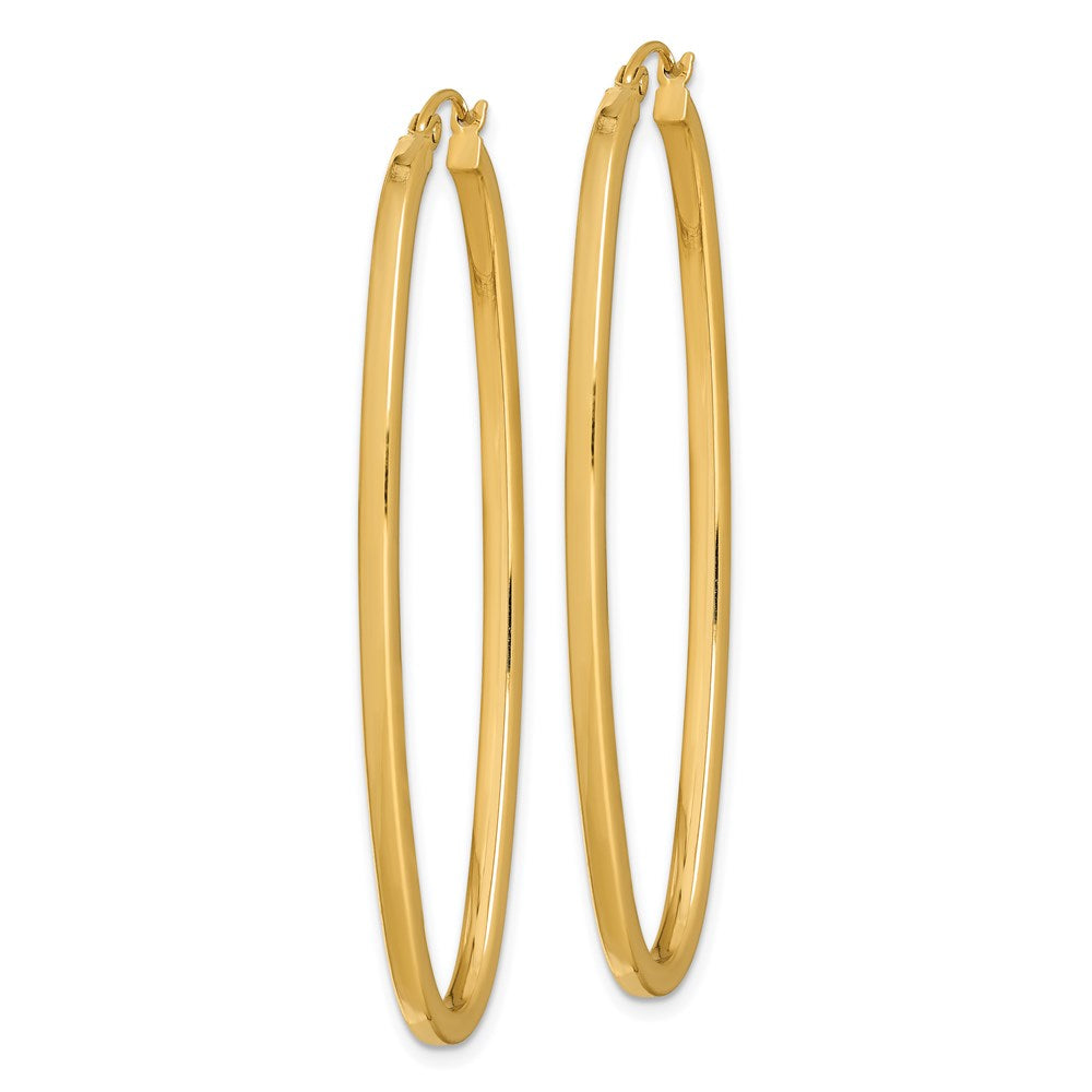 Sterling Silver Gold-plated Square Tube 2.5mm Oval Hoop Earrings