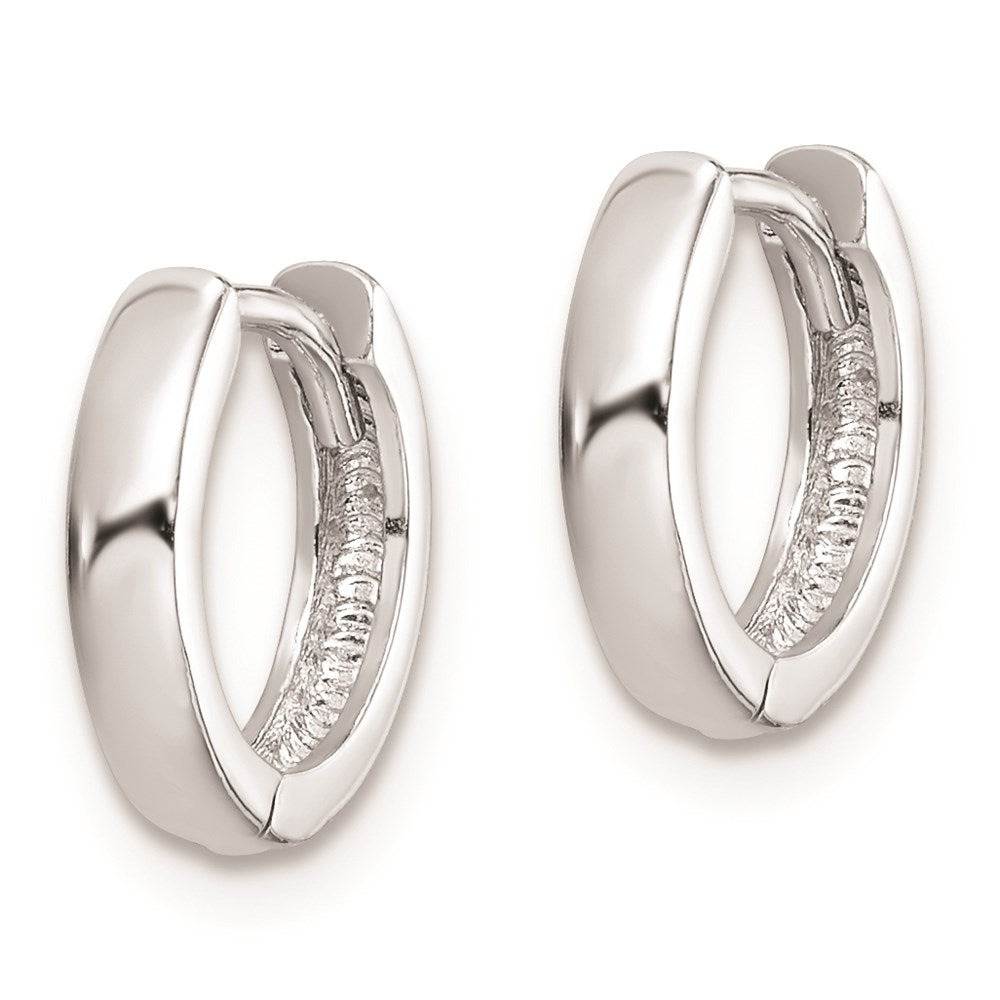 Sterling Silver Rhodium Polished Hinged Hoop Earrings