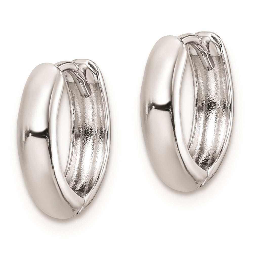 Sterling Silver Rhodium Polished Hinged Hoop Earrings