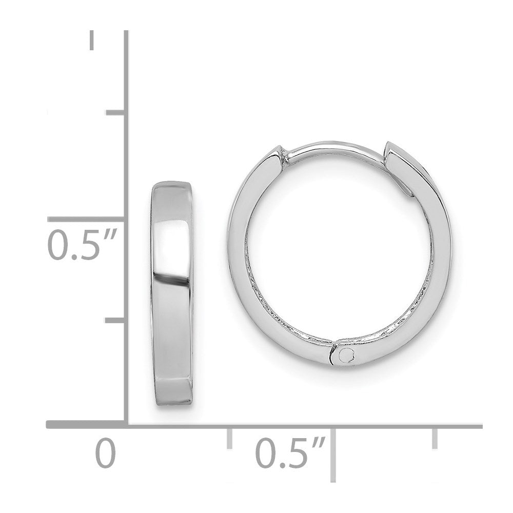Sterling Silver Rhodium Polished Hinged Hoop Earrings