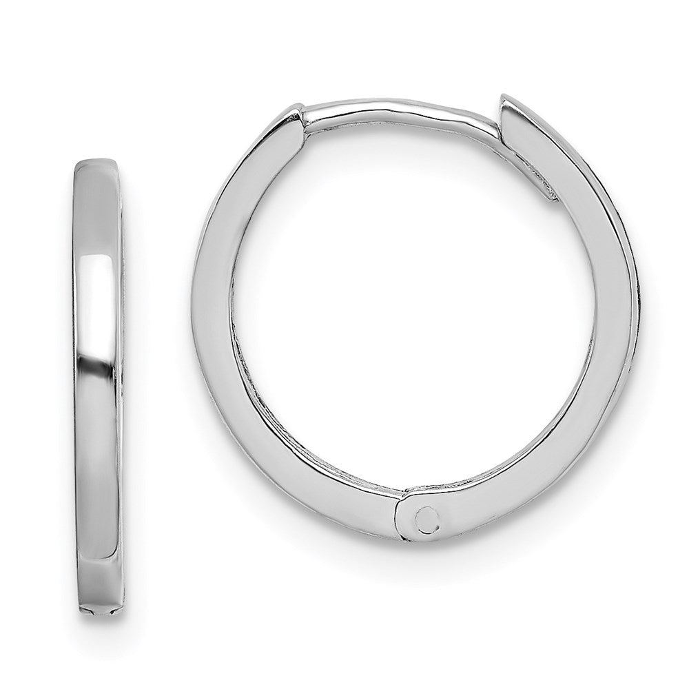 Sterling Silver Rhodium Polished Hinged Hoop Earrings