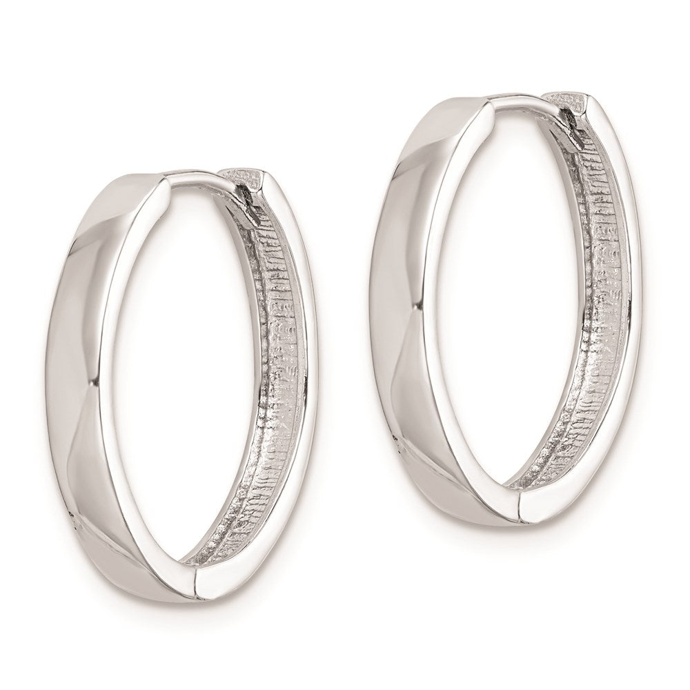Sterling Silver Rhodium Polished Hinged Hoop Earrings