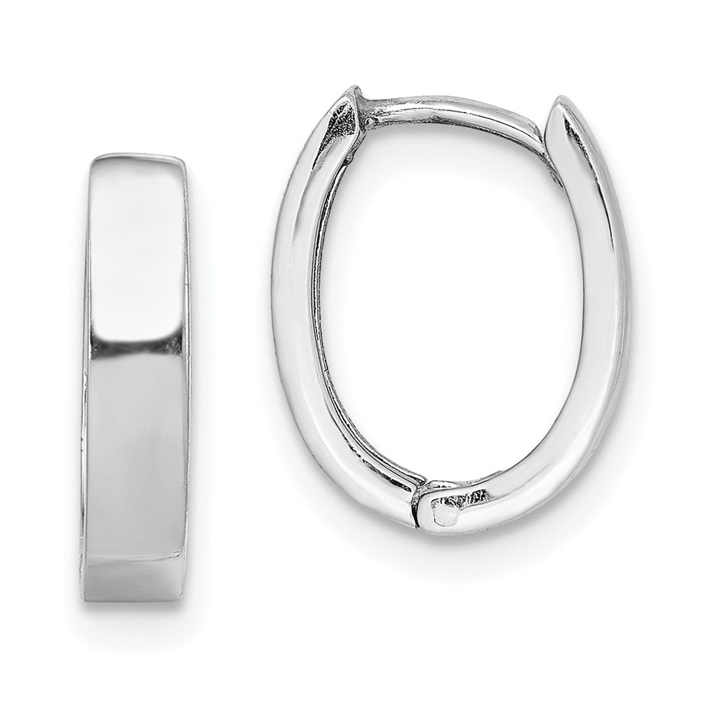 Sterling Silver Rhodium Polished Hinged Hoop Earrings