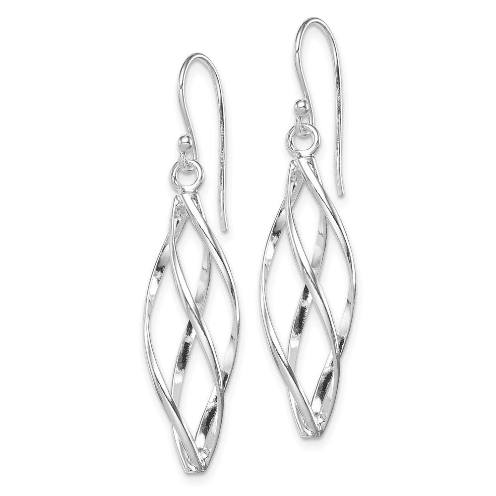 Sterling Silver Rhodium-plated Polished Long Twisted Dangle Earrings