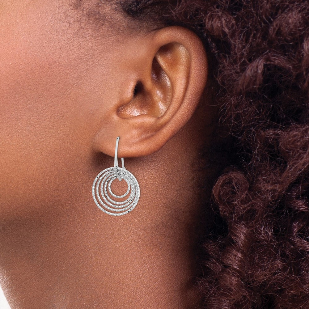 Sterling Silver Rhodium-plated D/C Circles Dangle Earrings