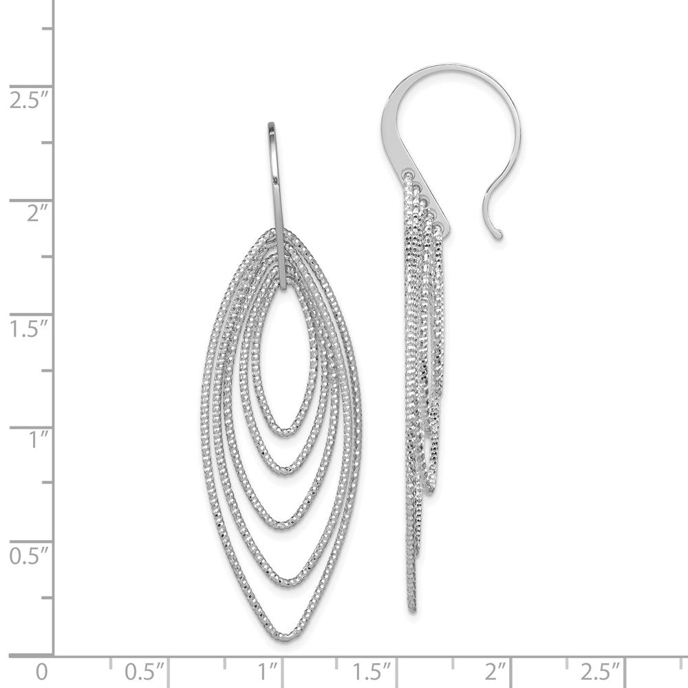 Sterling Silver Rhodium-plated D/C Multi Marquise Shape Dangle Earrings