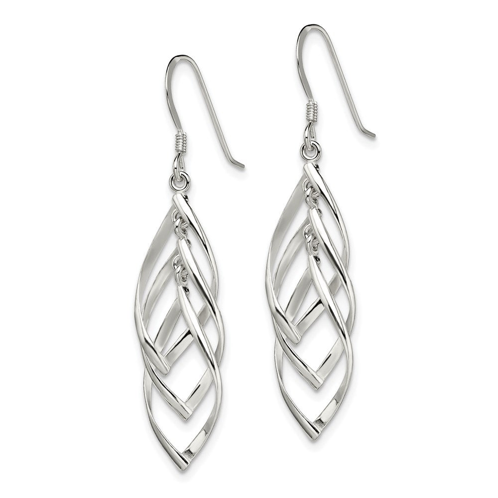 Sterling Silver Polished Fancy Twisted  & Intertwined Dangle Earrings