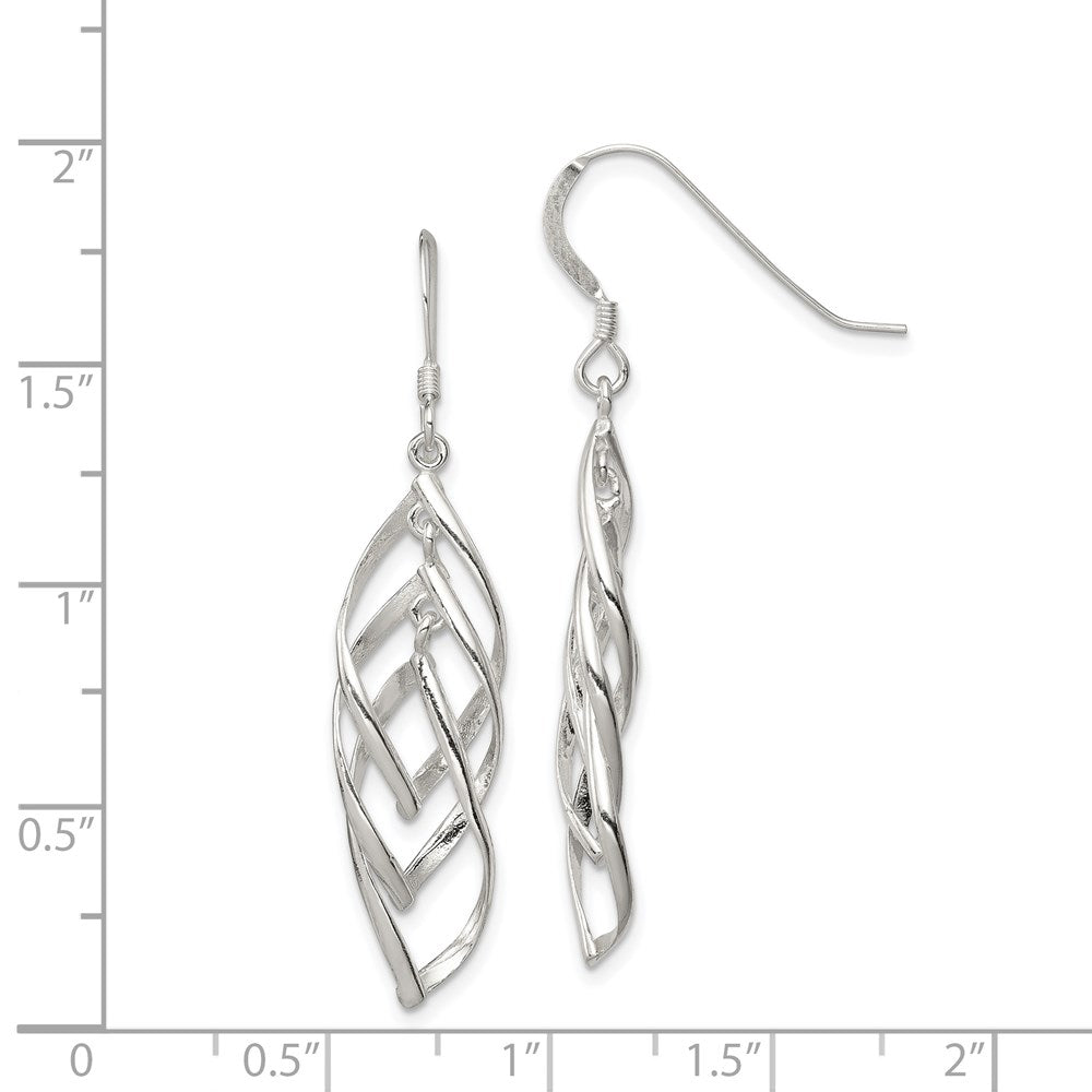 Sterling Silver Polished Fancy Twisted  & Intertwined Dangle Earrings