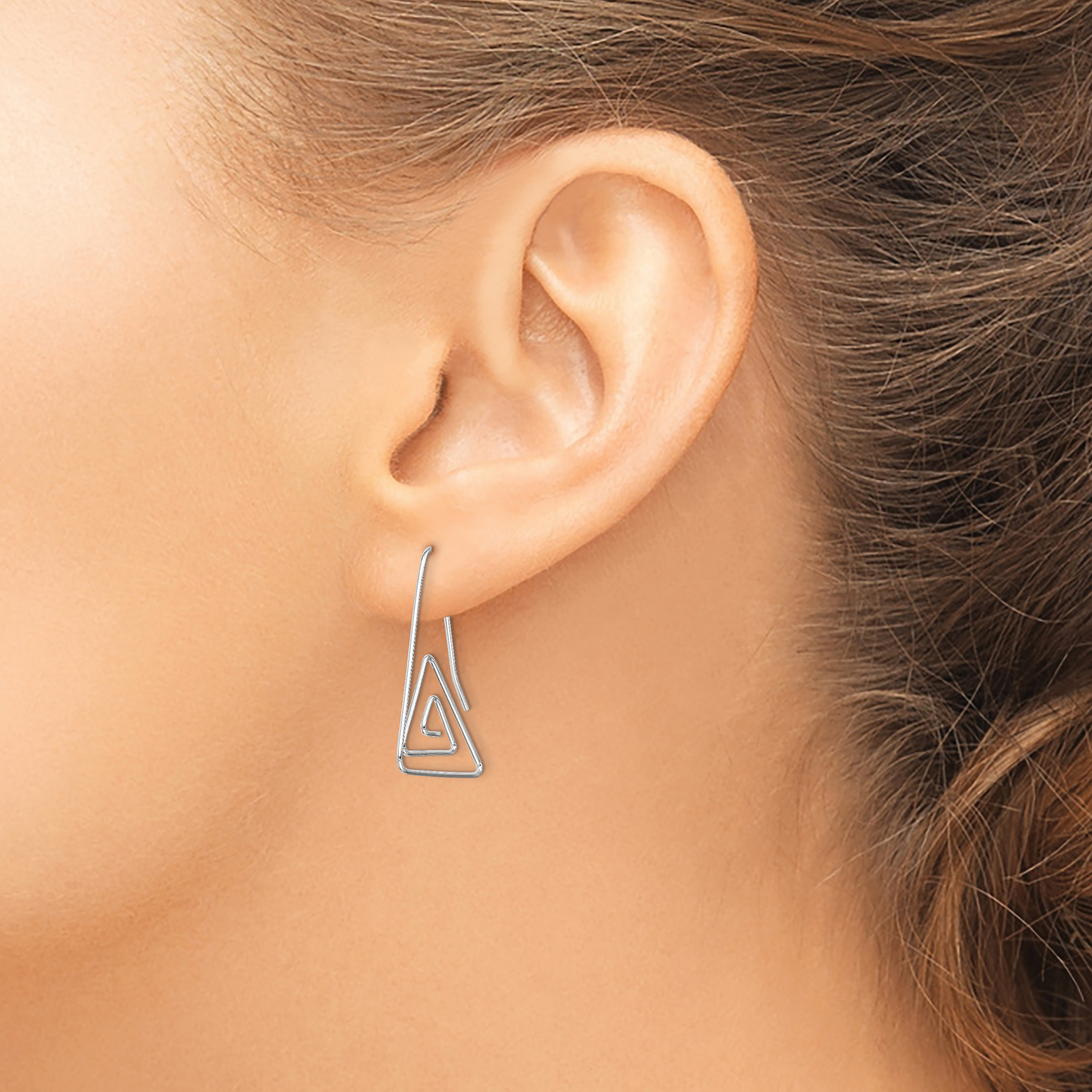 Sterling Silver Rhodium-plated Hook Triangle Earrings