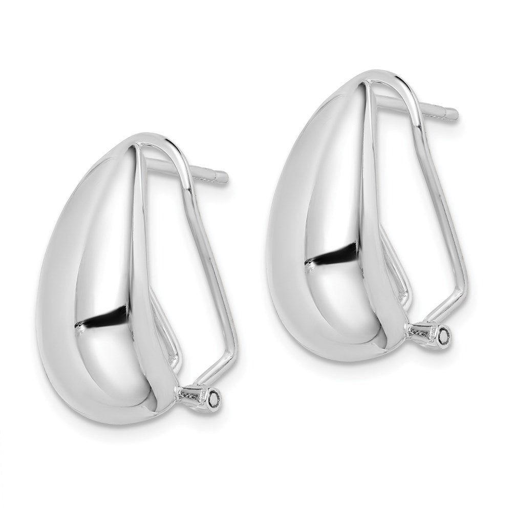Sterling Silver Polished Omega Back J-Hoop Earrings