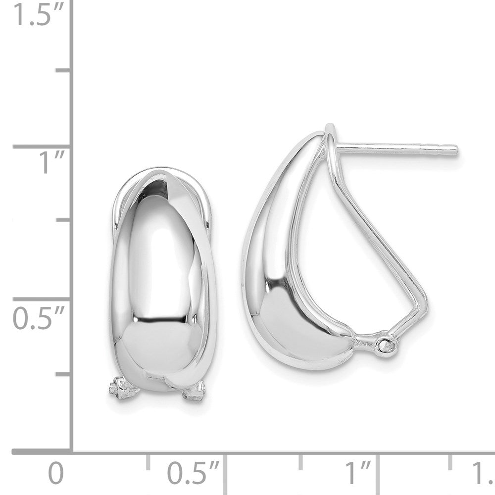 Sterling Silver Polished Omega Back J-Hoop Earrings