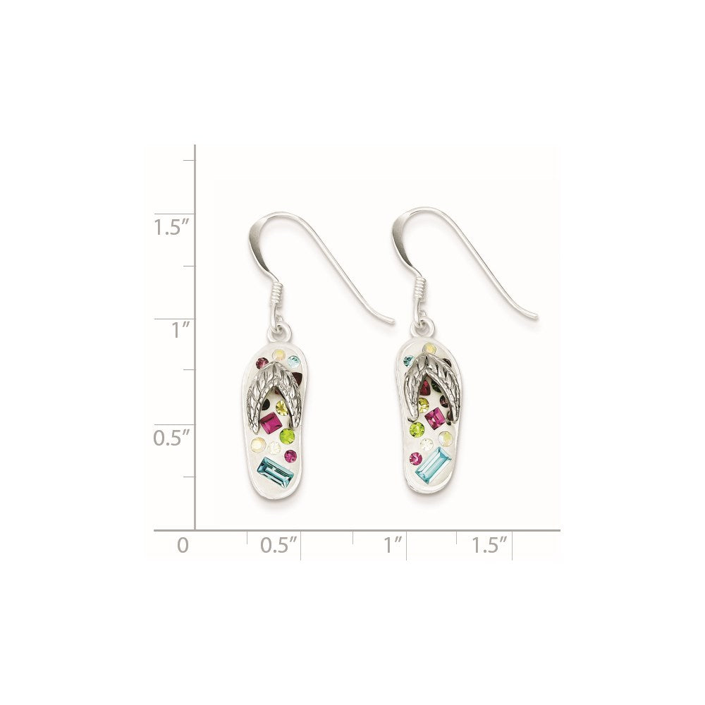 Sterling Silver Stellux Crystal Multi-Color/White Flip Flop Earrings