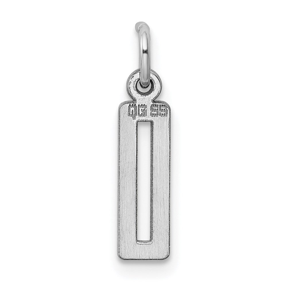 Sterling Silver/Rhodium-plated Elongated Polished Number 0 Charm