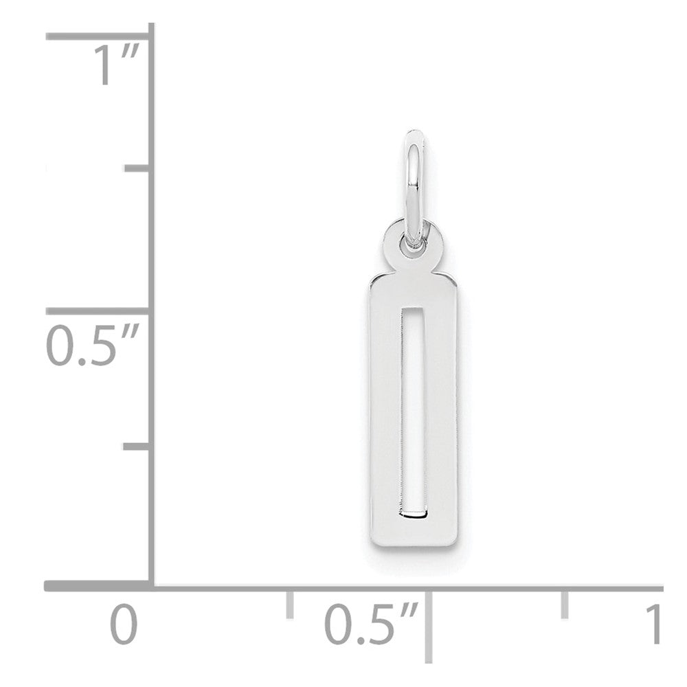Sterling Silver/Rhodium-plated Elongated Polished Number 0 Charm