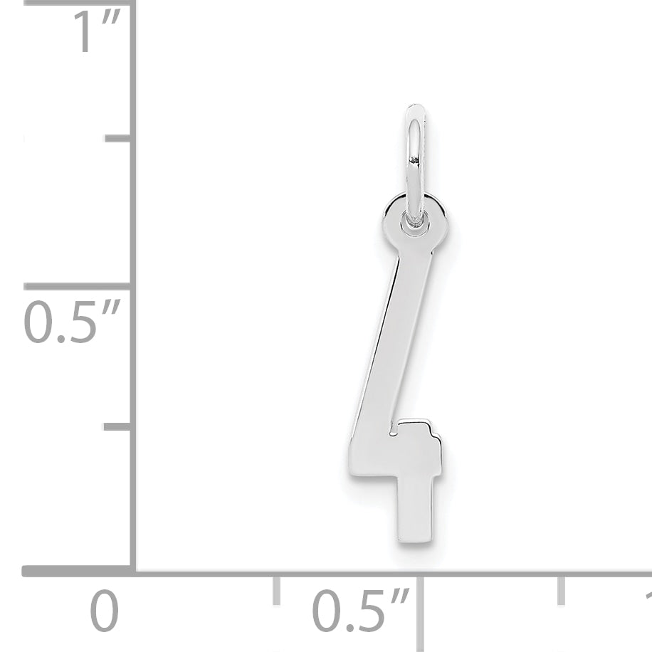 Sterling Silver/Rhodium-plated Elongated Polished Number 4 Charm